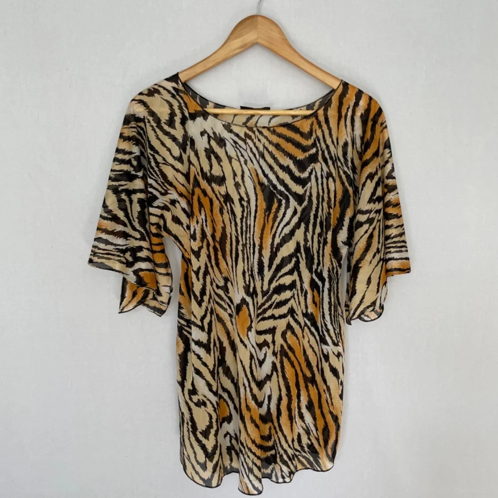 Vintage CLAIRE SANDRA BY LUCIE ANN BEVERLY HILLS Tiger Print Nightgown Sz Small